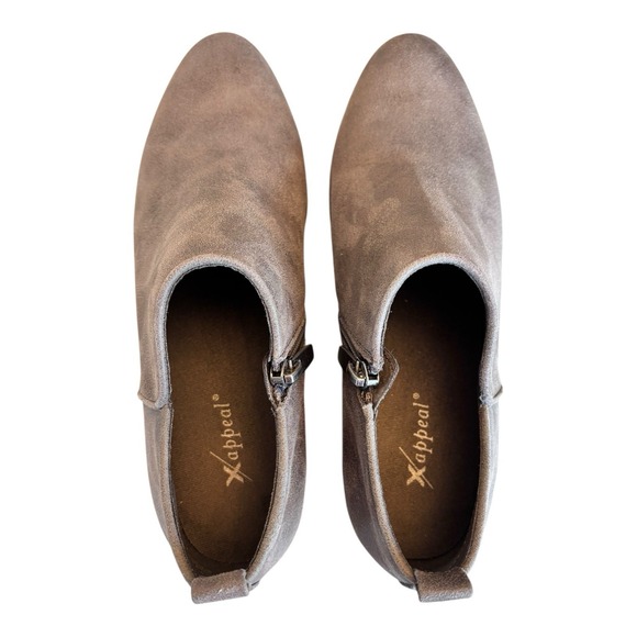 Xappeal Ankle Boots Womens 6 Gray Faux Suede Block Heel Booties Zip Up - Picture 8 of 11